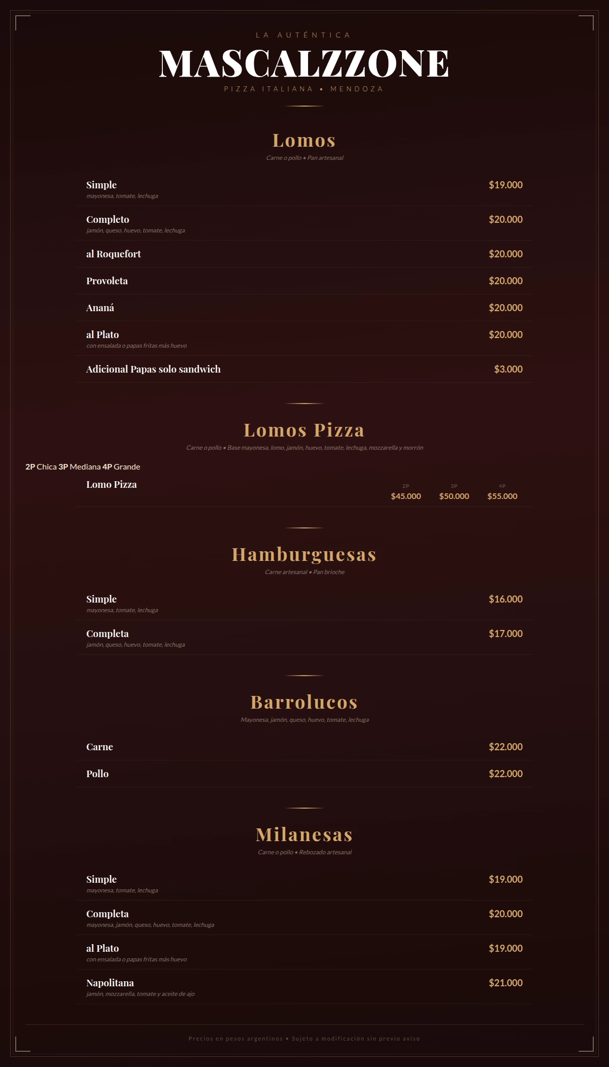 Menu Lomos