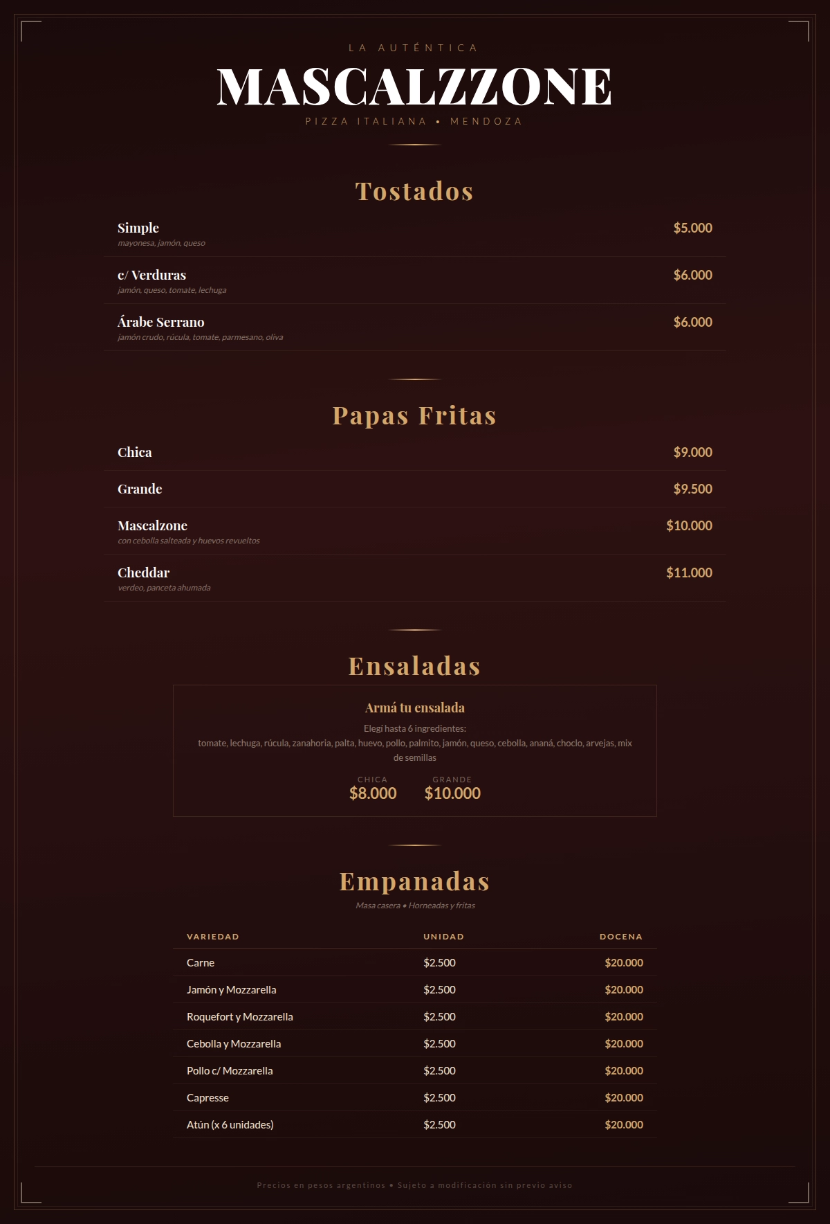 Menu Tostados